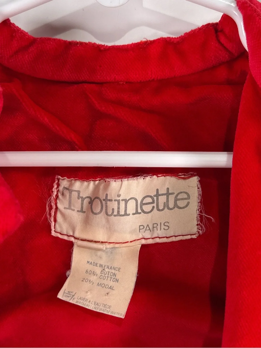 Trotinette Paris Jumpsuit Velvet Trim Drop Waist Denim Blue Size 2
